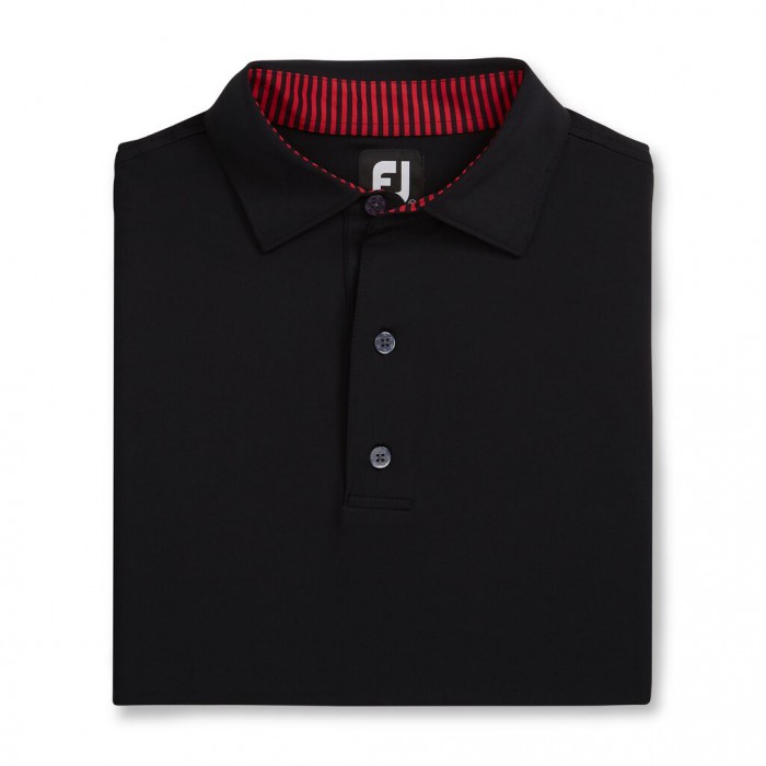 Camisas Footjoy Solid Lisle Self Collar Hombre Negros Rojos | MX-754986B