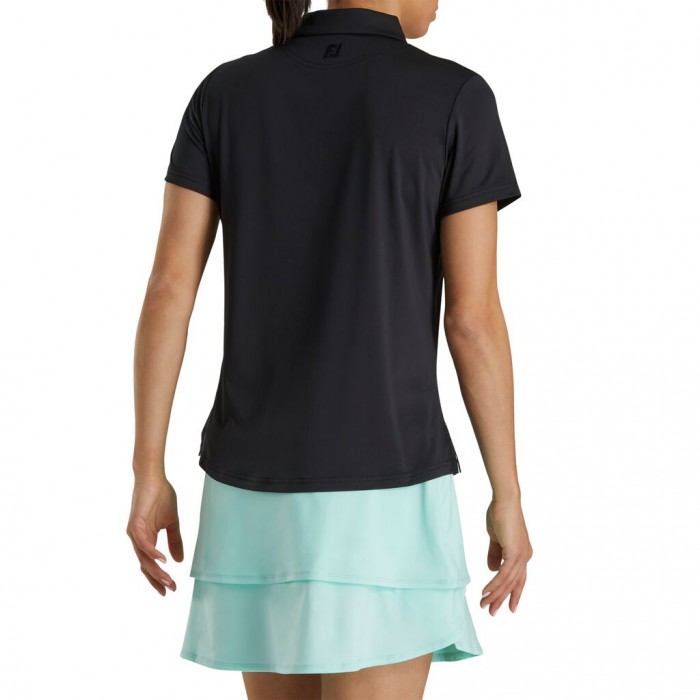 Camisas Footjoy Solid Lisle Self Collar Mujer Negros | MX-950428S