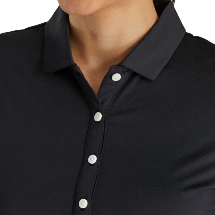 Camisas Footjoy Solid Lisle Self Collar Mujer Negros | MX-950428S