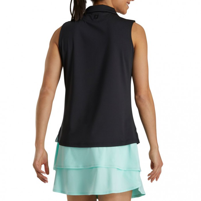 Camisas Footjoy Solid Lisle Sin Manga Mujer Negros | MX-025641E