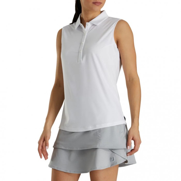 Camisas Footjoy Solid Lisle Sin Manga Mujer Blancos | MX-937642G