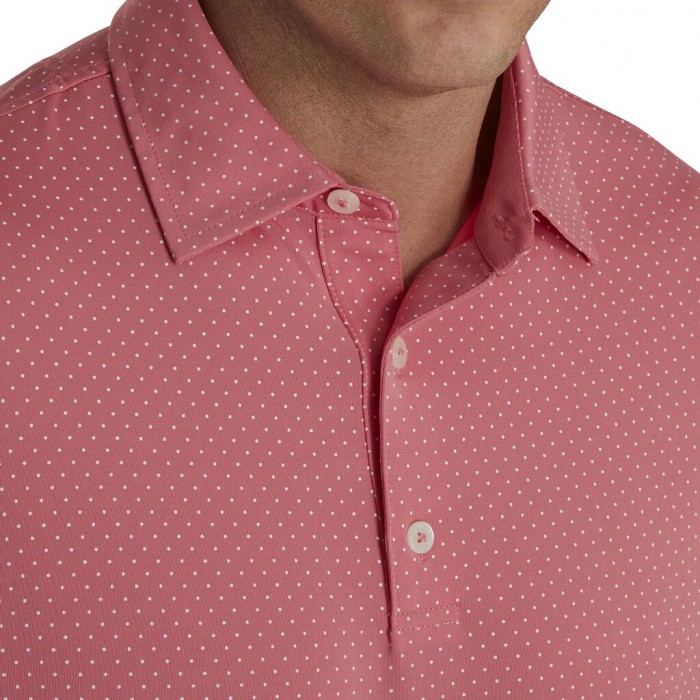 Camisas Footjoy Stretch Lisle Dot Print Self Collar Hombre Rojos Blancos | MX-012856X