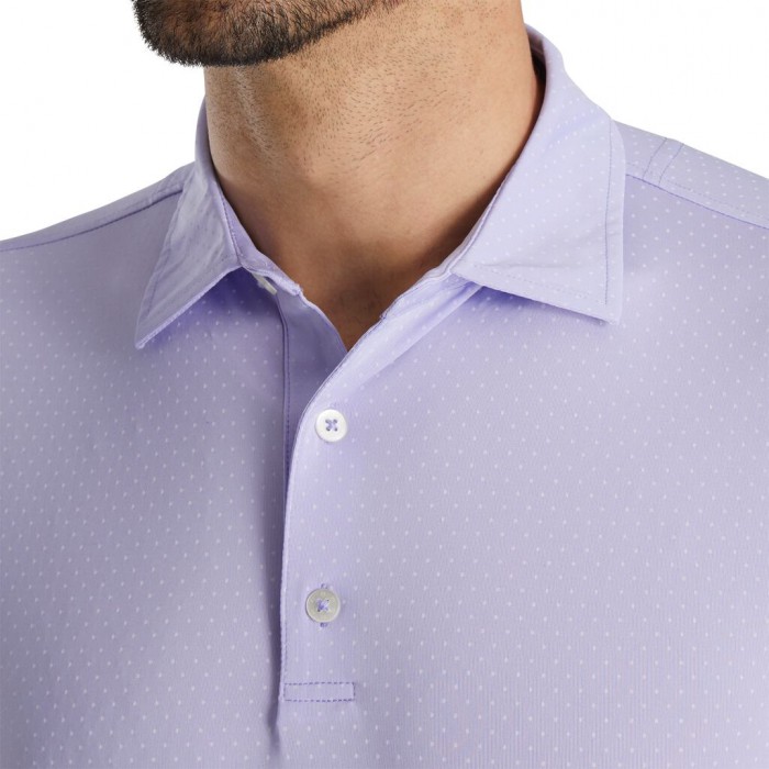 Camisas Footjoy Stretch Lisle Dot Print Self Collar Hombre Blancos | MX-287431S