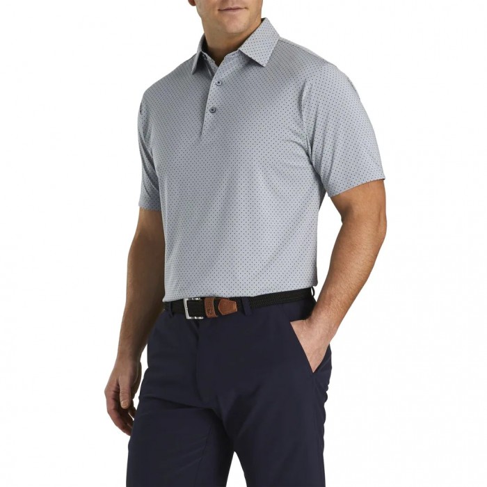 Camisas Footjoy Stretch Lisle Dot Print Self Collar Hombre Grises | MX-931048I