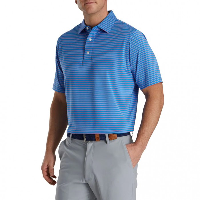 Camisas Footjoy Stretch Lisle Pinstripe Hombre Azules Rosas Blancos | MX-291643W