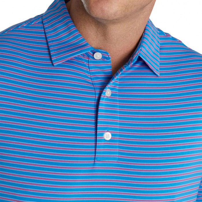 Camisas Footjoy Stretch Lisle Pinstripe Hombre Azules Rosas Blancos | MX-291643W