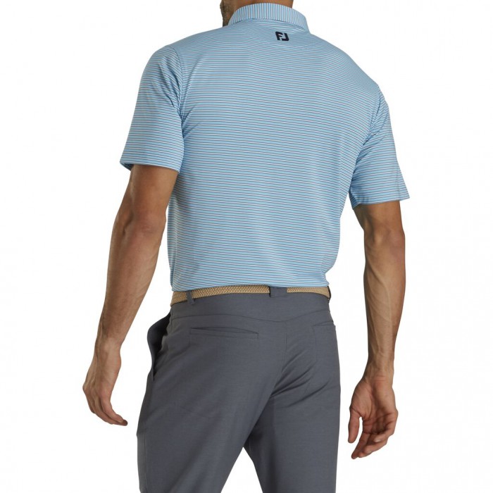 Camisas Footjoy Stretch Lisle Pinstripe Hombre Azules Claro Blancos Azul Marino | MX-506873V