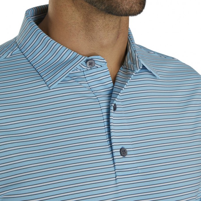 Camisas Footjoy Stretch Lisle Pinstripe Hombre Azules Claro Blancos Azul Marino | MX-506873V