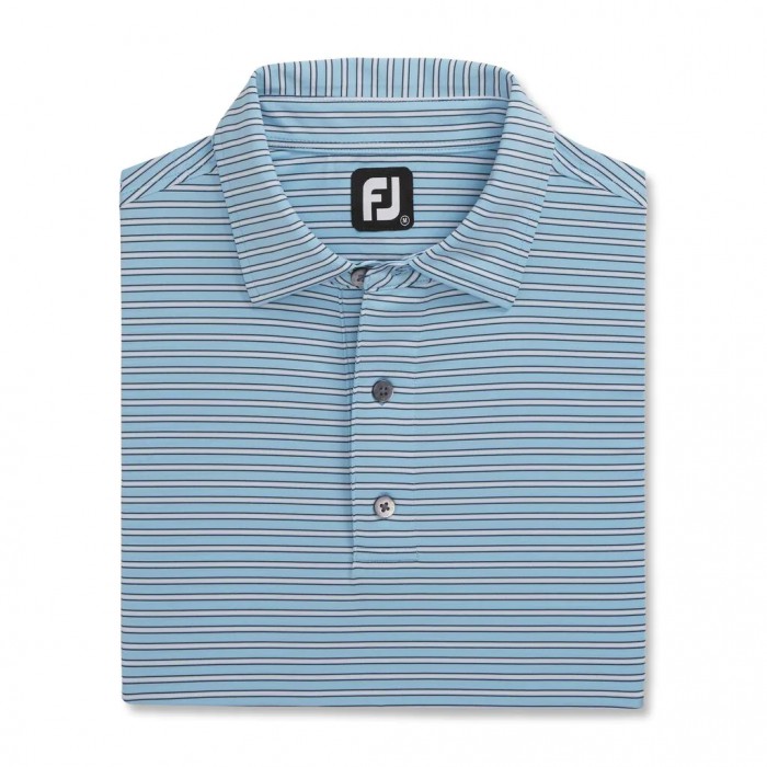 Camisas Footjoy Stretch Lisle Pinstripe Hombre Azules Claro Blancos Azul Marino | MX-506873V