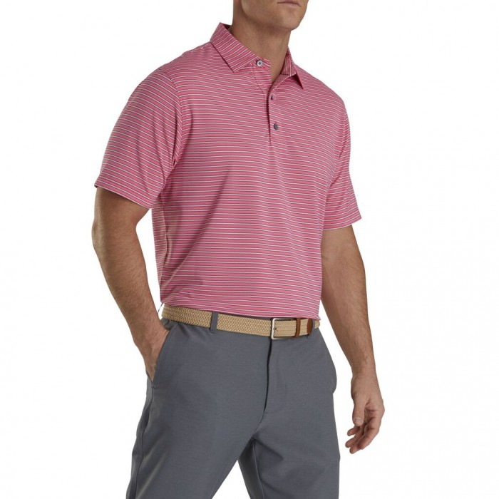 Camisas Footjoy Stretch Lisle Pinstripe Hombre Rosas Blancos Azul Marino | MX-530961F