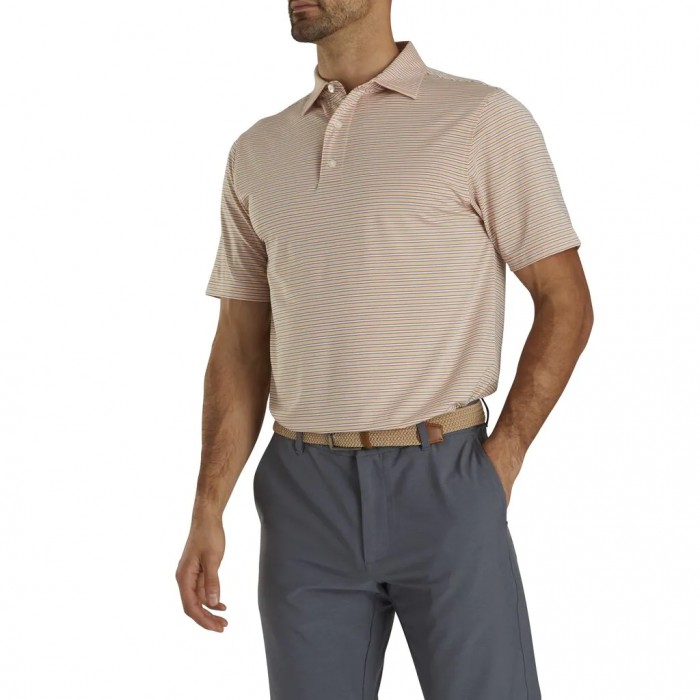 Camisas Footjoy Stretch Lisle Pinstripe Hombre Blancos | MX-591063V