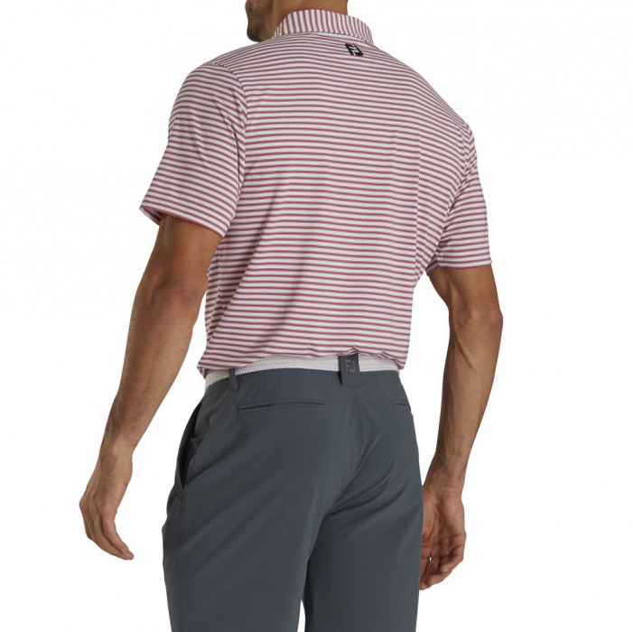 Camisas Footjoy Stretch Lisle Pinstripe Hombre Blancos Rojos Azul Marino | MX-697310O