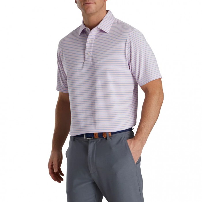 Camisas Footjoy Stretch Lisle Pinstripe Hombre Rosas Azules Blancos | MX-716293A