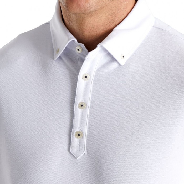 Camisas Footjoy Stretch Pique Floral Trim Buttondown Collar Hombre Blancos | MX-034168Q