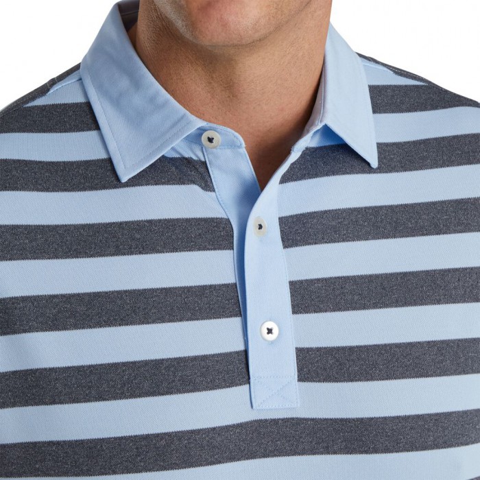 Camisas Footjoy Stretch Pique Rugby Stripe Self Collar Hombre Azul Marino | MX-791386M