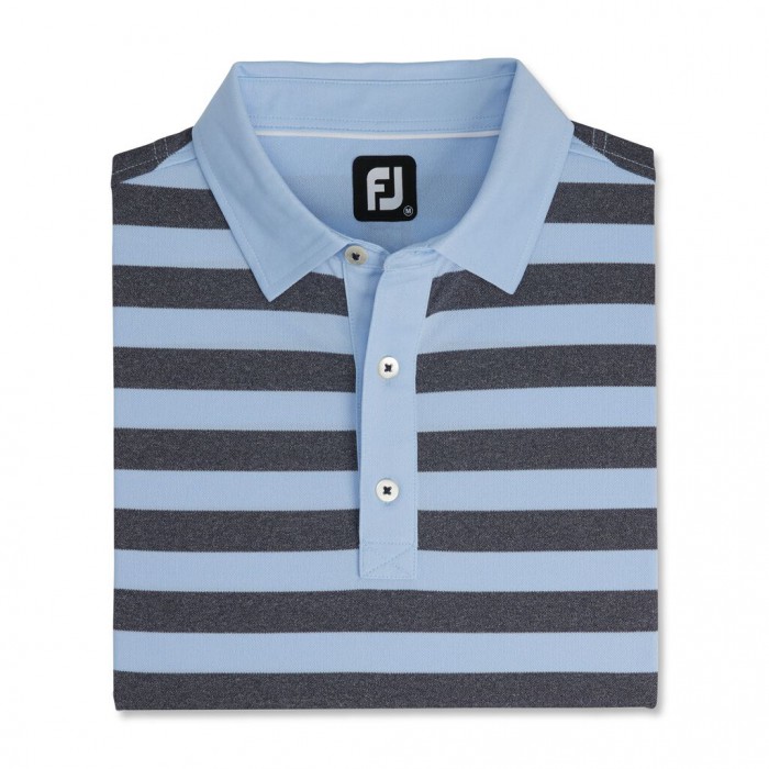 Camisas Footjoy Stretch Pique Rugby Stripe Self Collar Hombre Azul Marino | MX-791386M