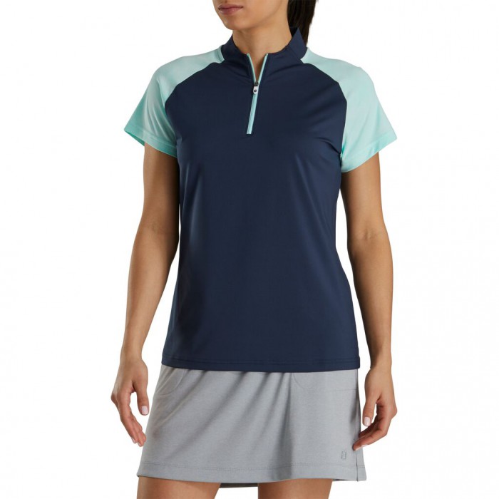 Camisas Footjoy Zip Placket Mujer Azul Marino | MX-708563V