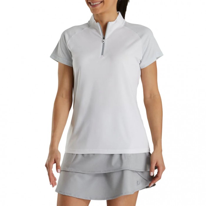 Camisas Footjoy Zip Placket Mujer Blancos | MX-067852K