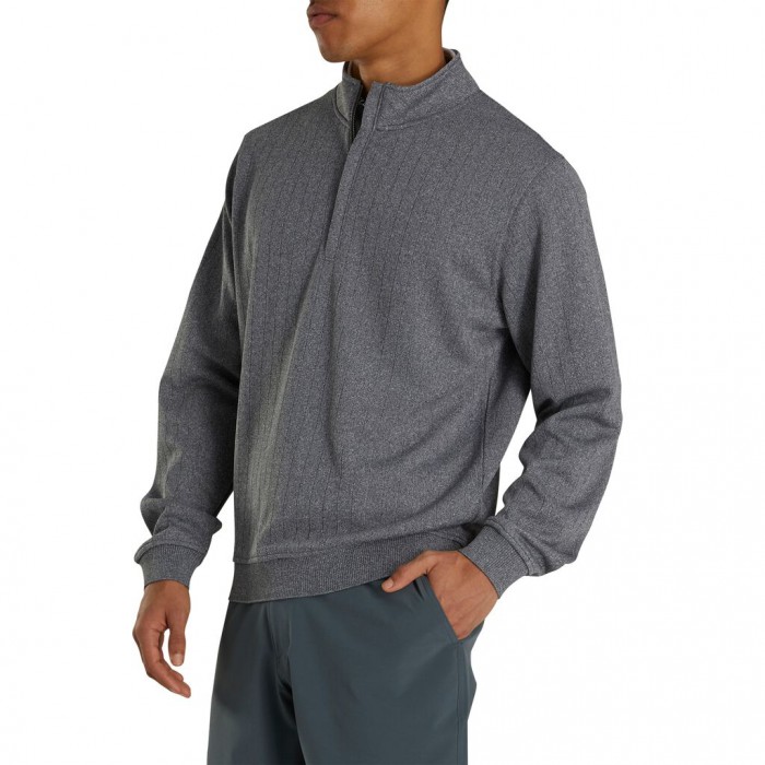 Chaquetas Footjoy Drop Needle Half-Zip Gathered Cintura Hombre Heather Charcoal | MX-435761O