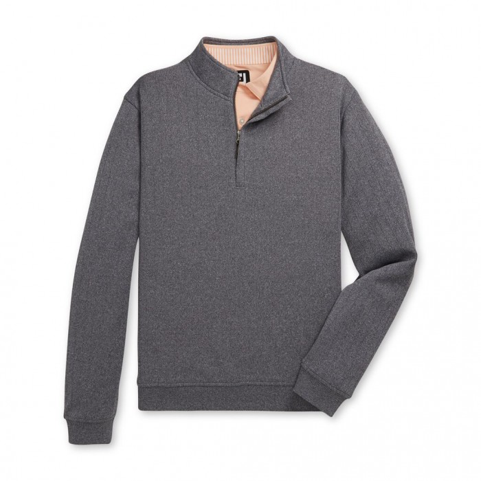 Chaquetas Footjoy Drop Needle Half-Zip Gathered Cintura Hombre Heather Charcoal | MX-435761O