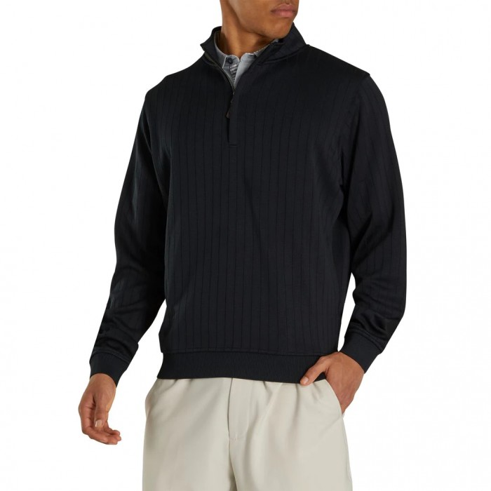 Chaquetas Footjoy Drop Needle Half-Zip Gathered Cintura Hombre Negros | MX-465287K