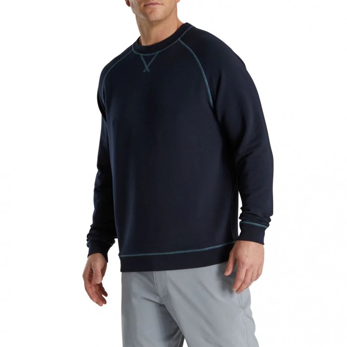 Chaquetas Footjoy French Terry Crewneck Hombre Azul Marino | MX-760234J