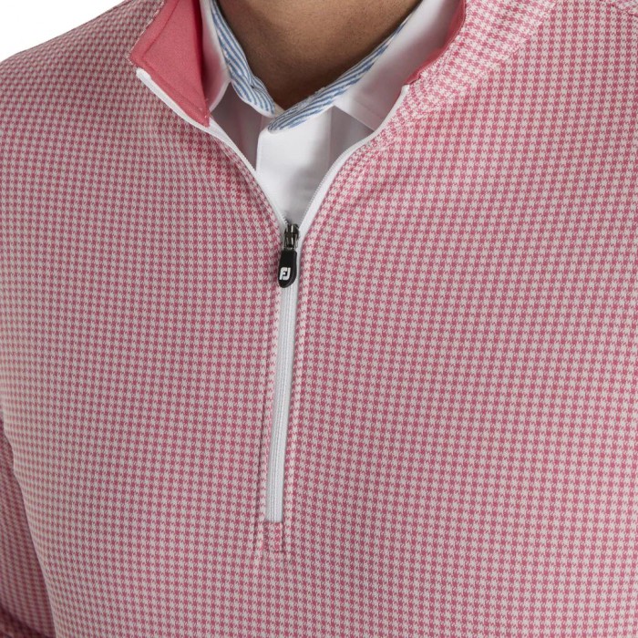 Chaquetas Footjoy Houndstooth Jacquard Quarter-Zip Hombre Rojos Blancos | MX-239486Y