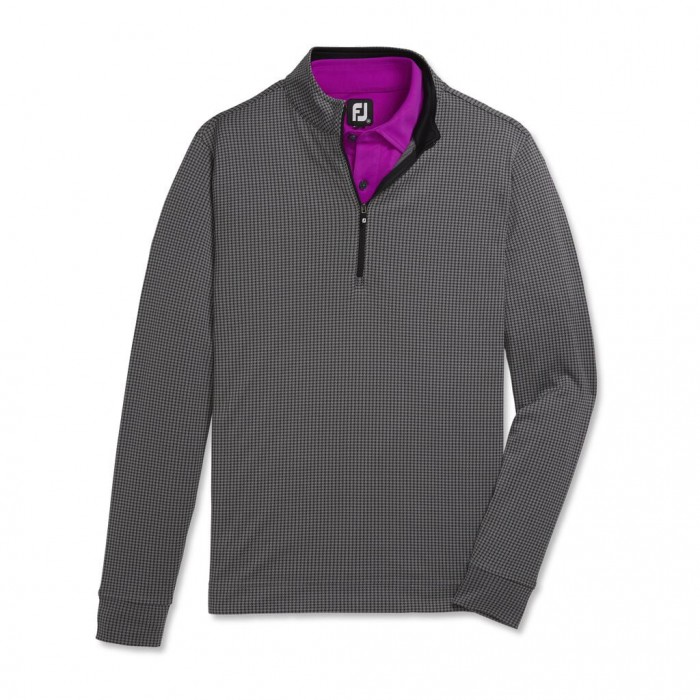 Chaquetas Footjoy Houndstooth Jacquard Quarter-Zip Hombre Negros | MX-250413M