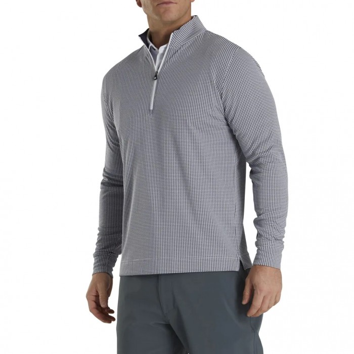 Chaquetas Footjoy Houndstooth Jacquard Quarter-Zip Hombre Azul Marino Blancos | MX-721453O