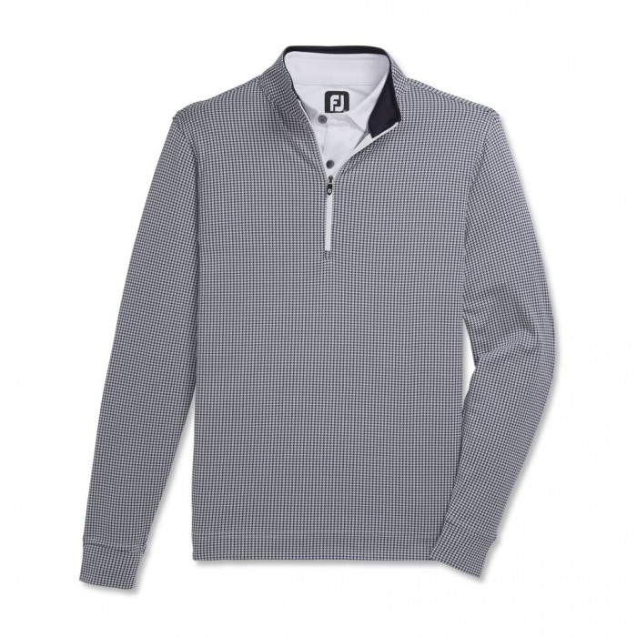 Chaquetas Footjoy Houndstooth Jacquard Quarter-Zip Hombre Azul Marino Blancos | MX-721453O