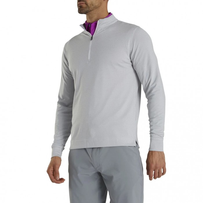 Chaquetas Footjoy Houndstooth Jacquard Quarter-Zip Hombre Grises Blancos | MX-890247H