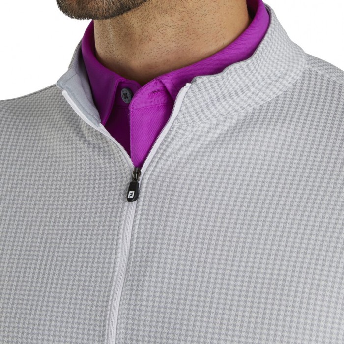 Chaquetas Footjoy Houndstooth Jacquard Quarter-Zip Hombre Grises Blancos | MX-890247H