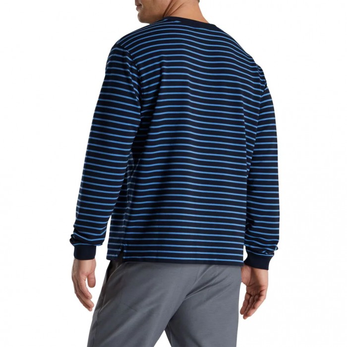 Chaquetas Footjoy Jersey Fleece Striped Crewneck Hombre Azul Marino | MX-632745G