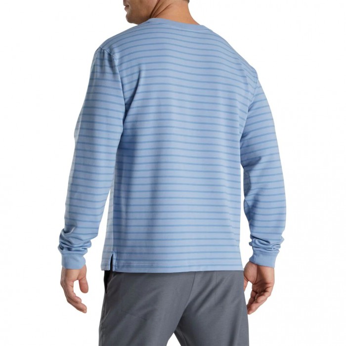 Chaquetas Footjoy Jersey Fleece Striped Crewneck Hombre Mist / Wedgewood | MX-895270T