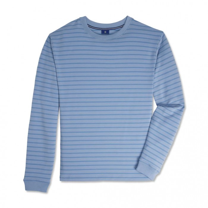 Chaquetas Footjoy Jersey Fleece Striped Crewneck Hombre Mist / Wedgewood | MX-895270T