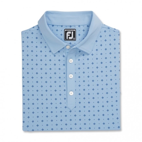 Camisas Footjoy Atléticos Fit Deco Print Self Collar Hombre Azules Claro Azul Marino | MX-612870N