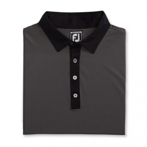 Camisas Footjoy Atléticos Fit Lisle End-On-End Self Collar Hombre Negros Grises | MX-203578G