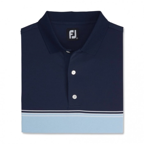 Camisas Footjoy Color Block Lisle Knit Collar Hombre Azul Marino Blancos | MX-102953W