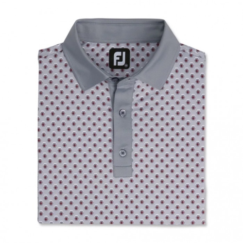 Camisas Footjoy Geometric Print Lisle Self Collar Hombre Grises | MX-496825I