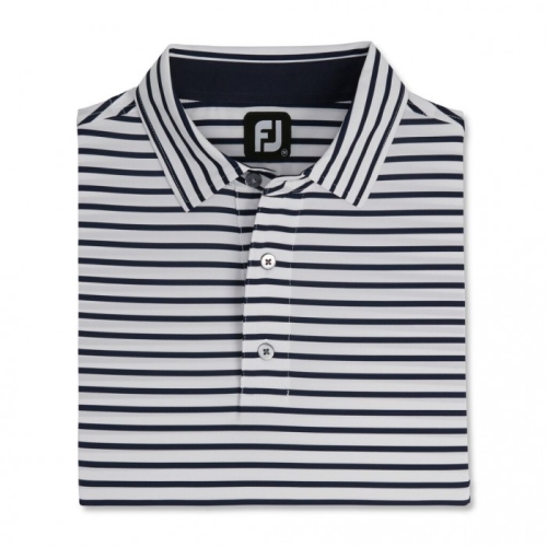 Camisas Footjoy Lisle 2-Color Stripe Self Collar Hombre Blancos Azul Marino | MX-095248U