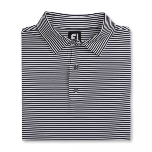 Camisas Footjoy Lisle Feeder Stripe Self Collar Hombre Azul Marino Blancos | MX-265709Z