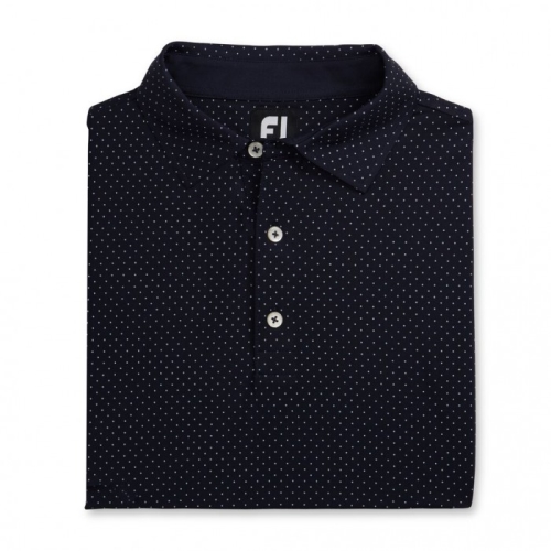 Camisas Footjoy Stretch Lisle Dot Print Self Collar Hombre Azul Marino | MX-940528V