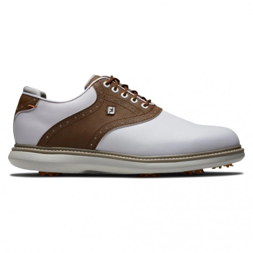 Tenis Golf Con Pinchos Footjoy Traditions Hombre Blancos Marrom | MX-376492Y